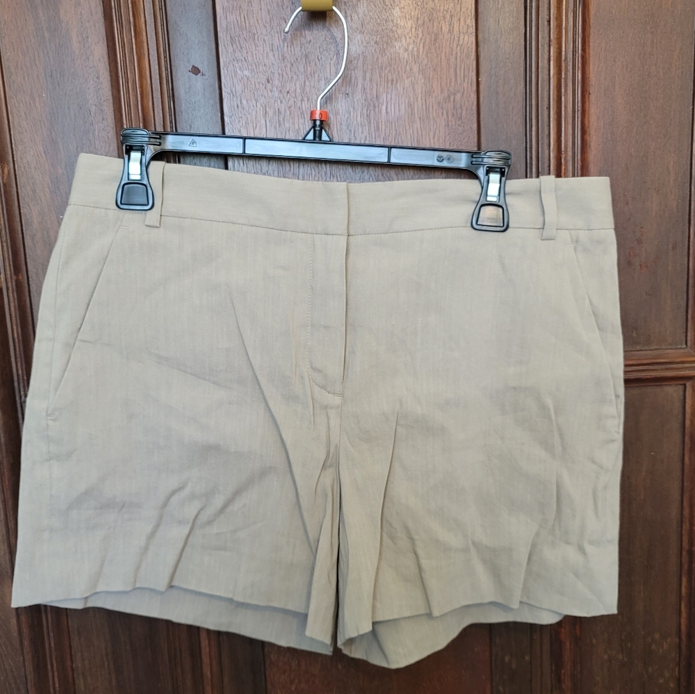 NWT Theory Lynie O Sleek Crunch Linen  Blend Shorts Taupe Size 8-Retail $195.00